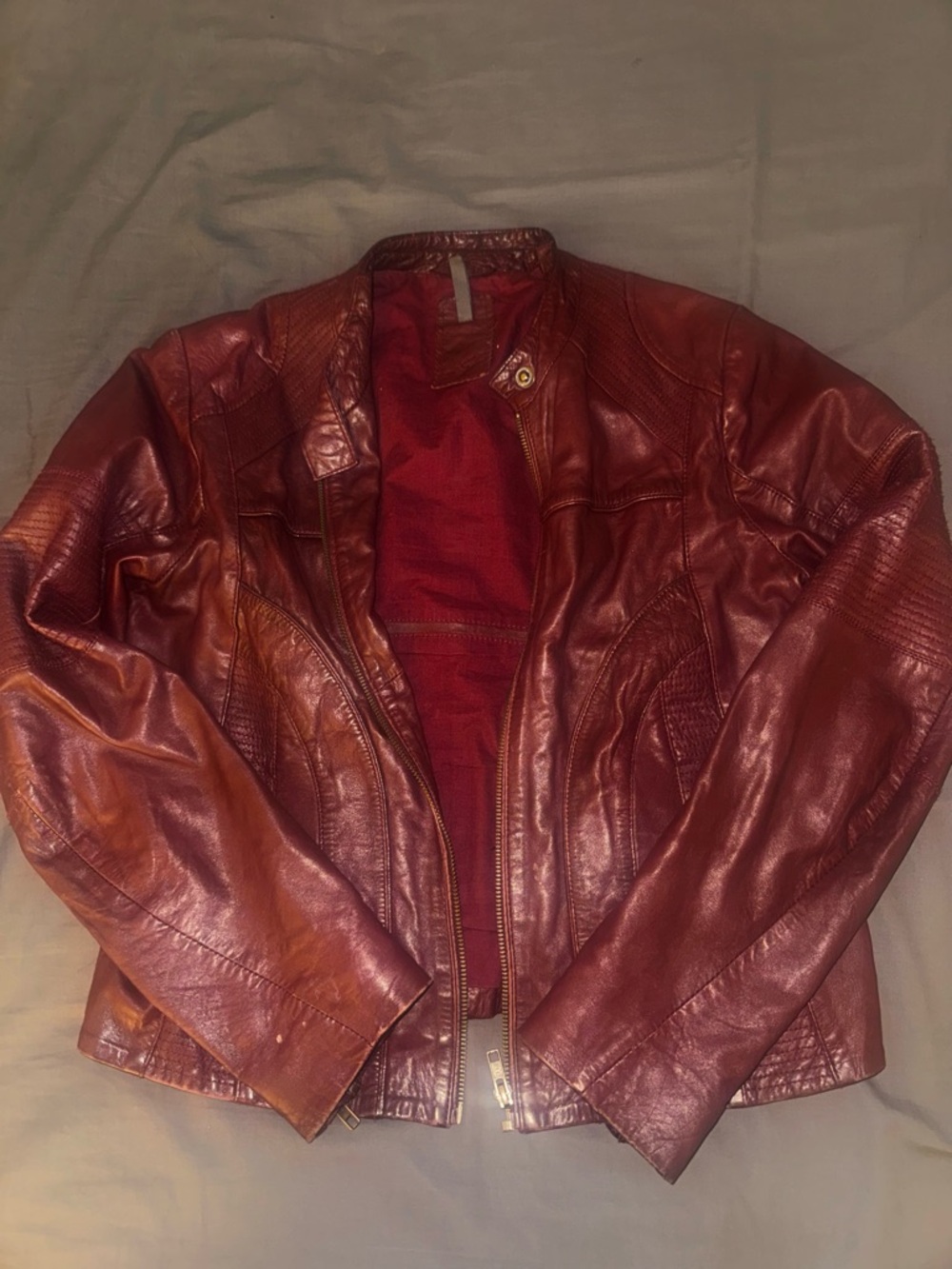 Women's Red Leather Jacket